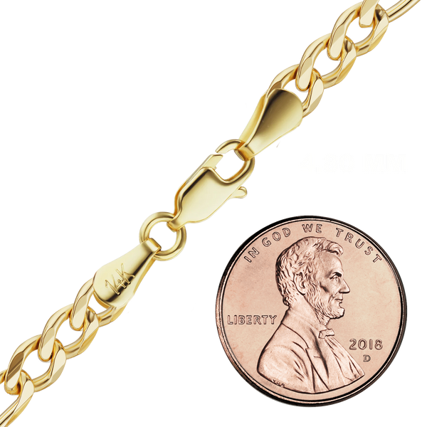 Fulton St. Figaro Semi-Solid Anklet in 14K Yellow Gold