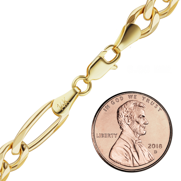 Fulton St. Figaro Semi-Solid Anklet in 14K Yellow Gold