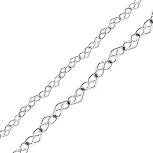 Bulk / Spooled Twisted Heart Chain in Sterling Silver (2.10 mm - 2.90 mm)