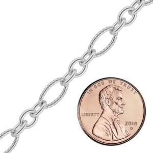 Bulk / Spooled Figaro Baroque Twist Cable Chain in Sterling Silver (3.00 mm - 7.40 mm)