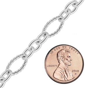 Bulk / Spooled Figaro Baroque Twist Cable Chain in Sterling Silver (3.00 mm - 7.40 mm)