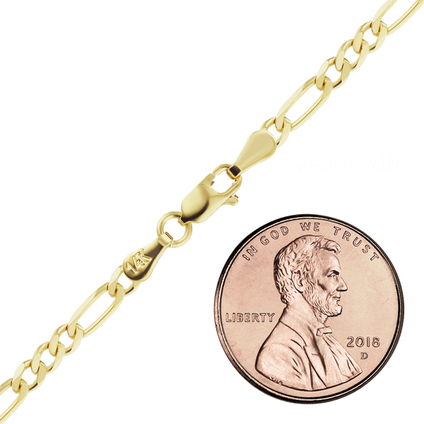 Fulton St. Figaro Semi-Solid Anklet in 14K Yellow Gold