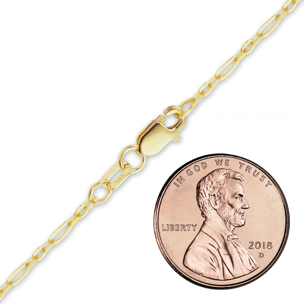 FiDi Figaro Cable Anklet in 14K Yellow Gold