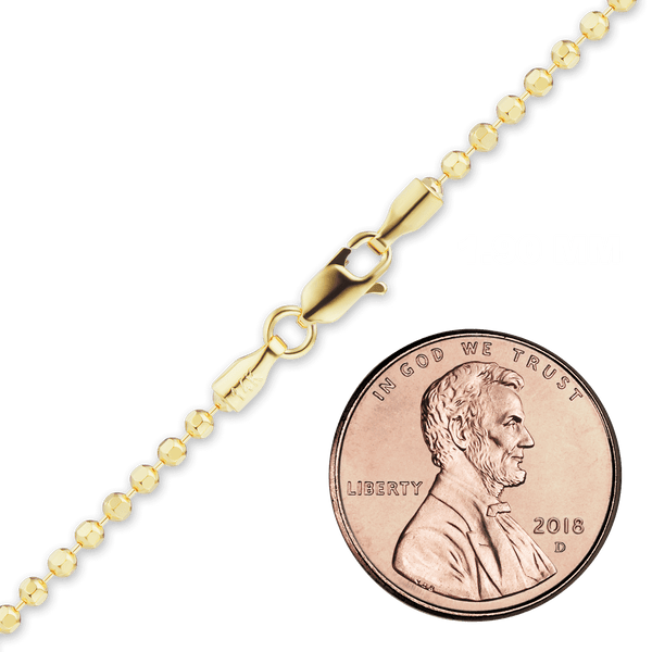 Diamond Cut Broadway Bead Necklace in 14K Yellow Gold