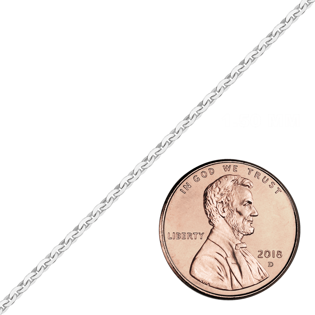 Bulk / Spooled Flat Rolo Chain in Sterling Silver (1.50 mm - 2.10 mm)