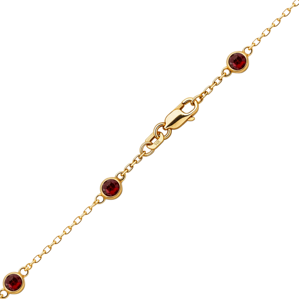 Finished Diamond by the Yard Cable Chain Necklace in 14K Yellow Gold with Garnet Stones