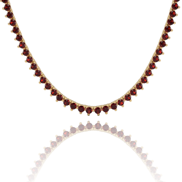 Tennis Necklace with Garnet Stones (January Birthstones) in 14K Gold (1.75 mm - 4.0 mm)