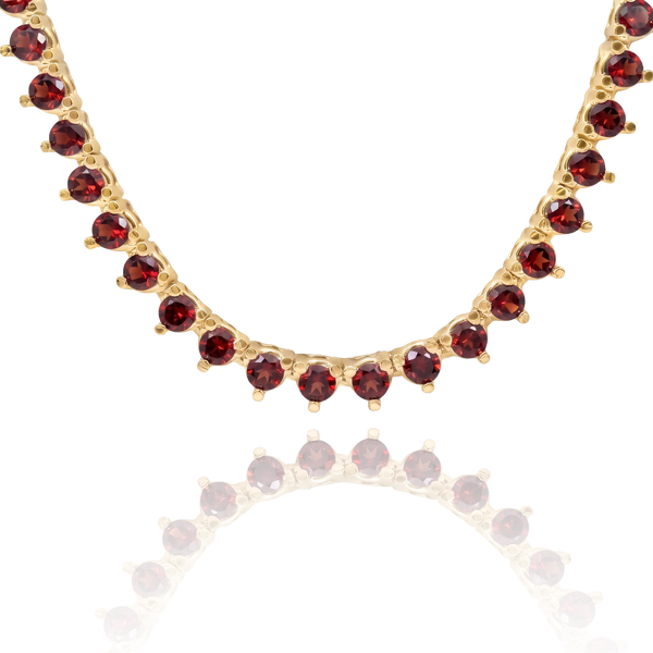 Tennis Necklace with Garnet Stones (January Birthstones) in 14K Gold (1.75 mm - 4.0 mm)
