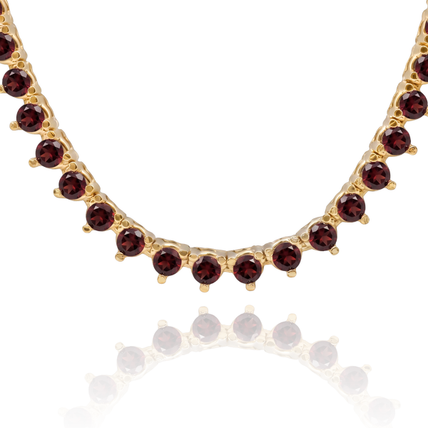 Tennis Necklace with Garnet Stones (January Birthstones) in 14K Gold (1.75 mm - 4.0 mm)