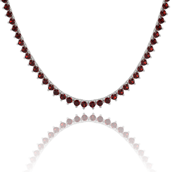 Tennis Necklace with Garnet Stones (January Birthstones) in 14K Gold (1.75 mm - 4.0 mm)