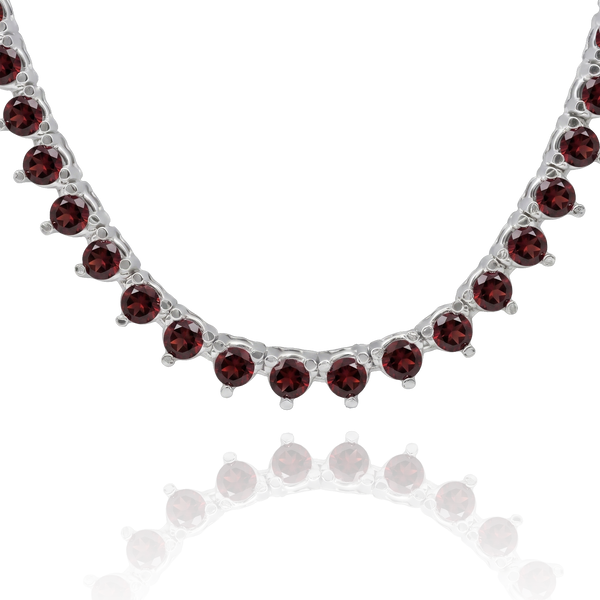Tennis Necklace with Garnet Stones (January Birthstones) in 14K Gold (1.75 mm - 4.0 mm)