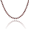 Tennis Necklace with Garnet Stones (January Birthstones) in 18K Gold (1.75 mm - 4.0 mm)
