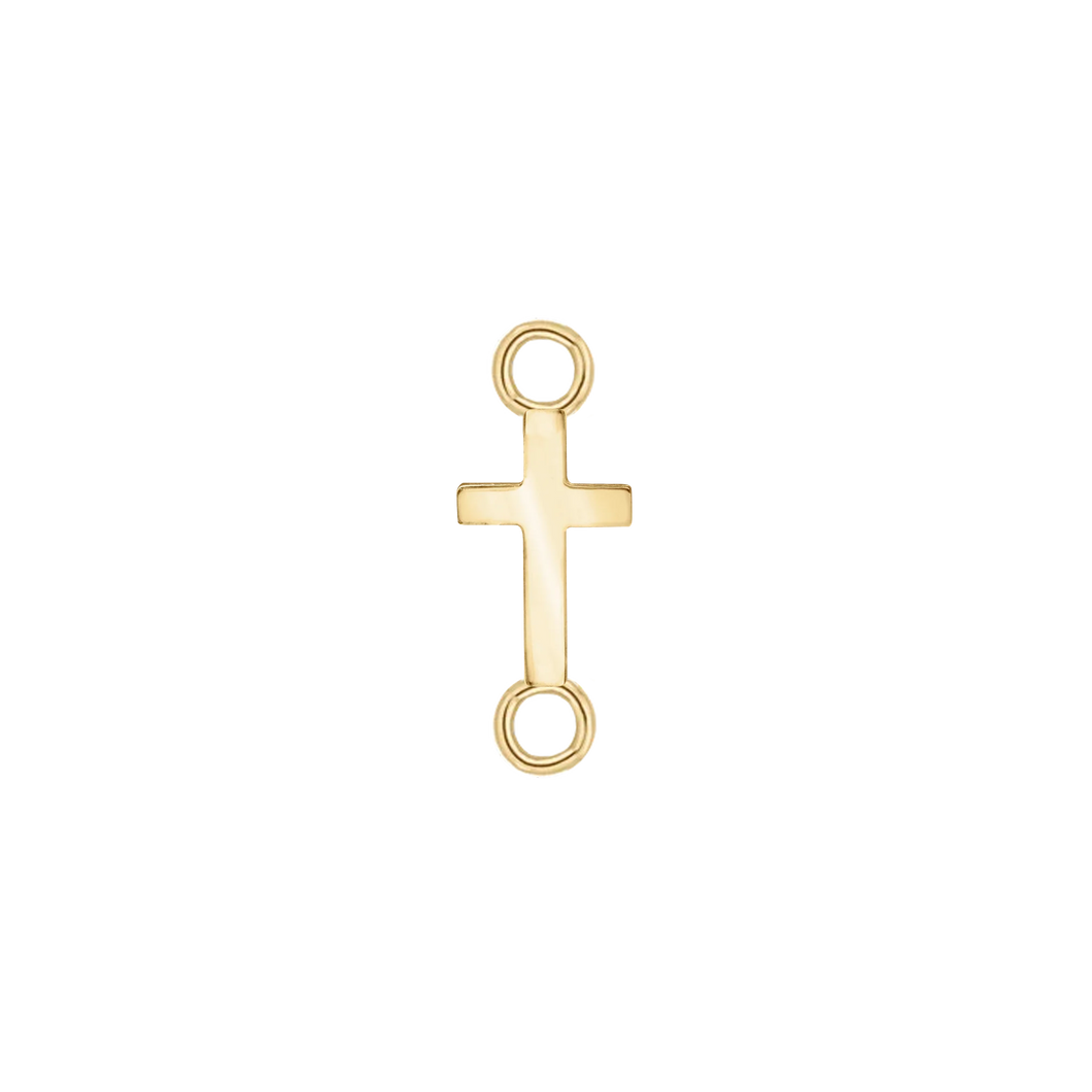 14K Gold Small Cross Connector Charm (11 x 5 mm)