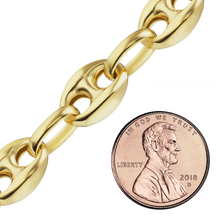 Load image into Gallery viewer, Bulk / Spooled Classic Puffed Mariner Link Semi-Solid Chain in 14K Yellow Gold (3.80 mm - 12.00 mm)
