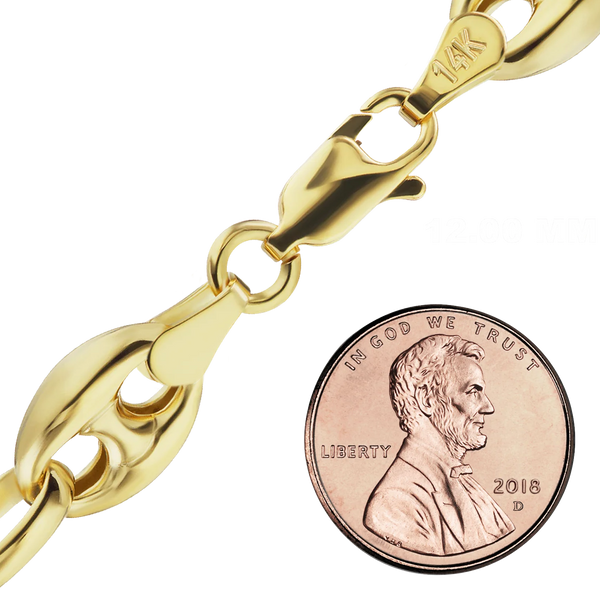 Greenwich Village Puffed Mariner Link Necklace in 14K Yellow Gold