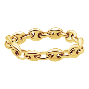 Greenwich Village Puffed Mariner Link Hollow Chain Ring in 14K Yellow Gold