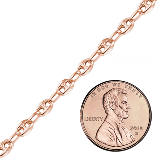 Bulk / Spooled Classic Puffed Mariner Link Semi-Solid Chain in 14K Rose Gold (3.80 mm)
