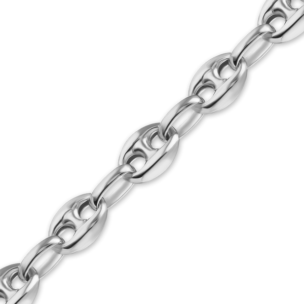 Bulk / Spooled Classic Puffed Mariner Link Semi-Solid Chain in 14K White Gold (3.80 mm)