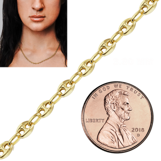 Bulk / Spooled Classic Puffed Mariner Link Semi-Solid Chain in 14K Yellow Gold (3.80 mm - 12.00 mm)