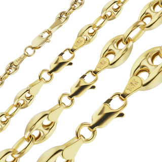 Greenwich Village Puffed Mariner Link Anklet in 14K Yellow Gold