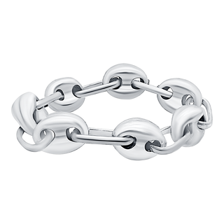 Greenwich Village Puffed Mariner Link Chain Ring in Sterling Silver