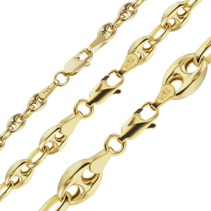 Greenwich Village Puffed Mariner Link Anklet in 14K Yellow Gold