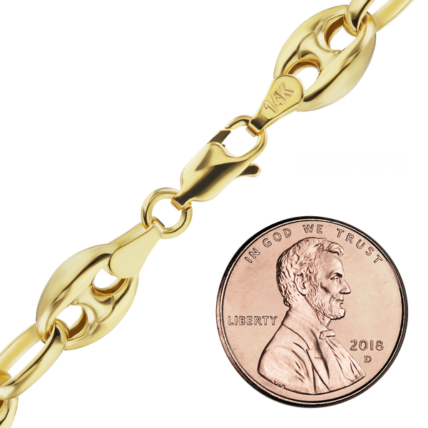 Greenwich Village Puffed Mariner Link Necklace in 14K Yellow Gold