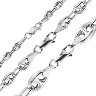 Greenwich Village Puffed Mariner Link Semi-Solid Chain Necklace in Sterling Silver