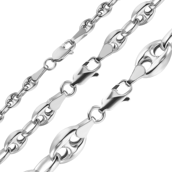 Greenwich Village Puffed Mariner Link Semi-Solid Chain Necklace in Sterling Silver