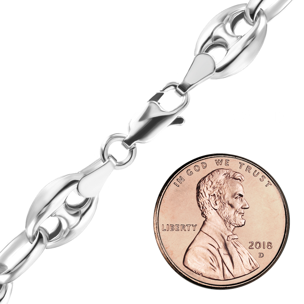 Greenwich Village Puffed Mariner Link Semi-Solid Chain Necklace in Sterling Silver