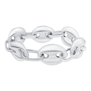 Greenwich Village Puffed Mariner Link Chain Ring in Sterling Silver