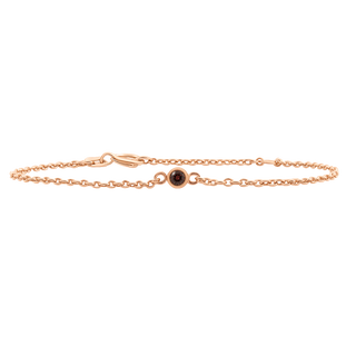 Diamond or Gemstone Round Bezel Charm in 14K Rose Round Cable Bracelet