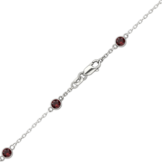 Finished Diamond by the Yard Cable Chain Necklace in 14K White Gold with Garnet Stones