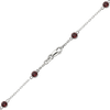 Finished Diamond by the Yard Cable Chain Anklet in 14K White Gold with Garnet Stones