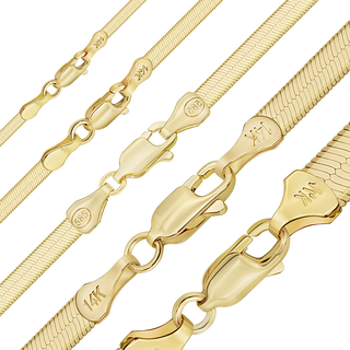 Hudson Herringbone Necklace in 14K Yellow Gold
