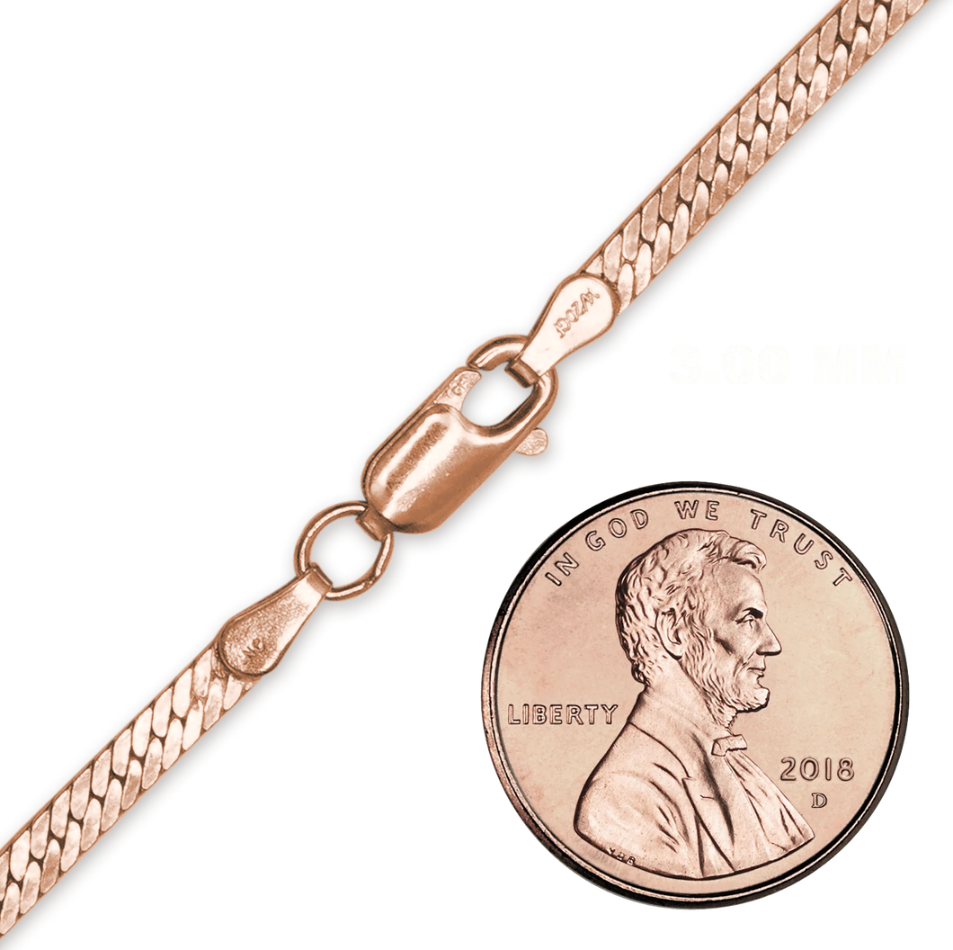 Finished Herringbone Anklet in 14K Rose Gold-Filled