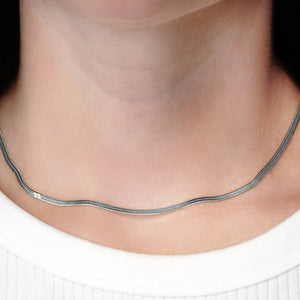 Flexible Hudson Herringbone Chain Necklace in Sterling Silver