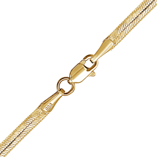 Flexible Hudson Herringbone Chain Necklace in Sterling Silver 18K Yellow Gold Finish