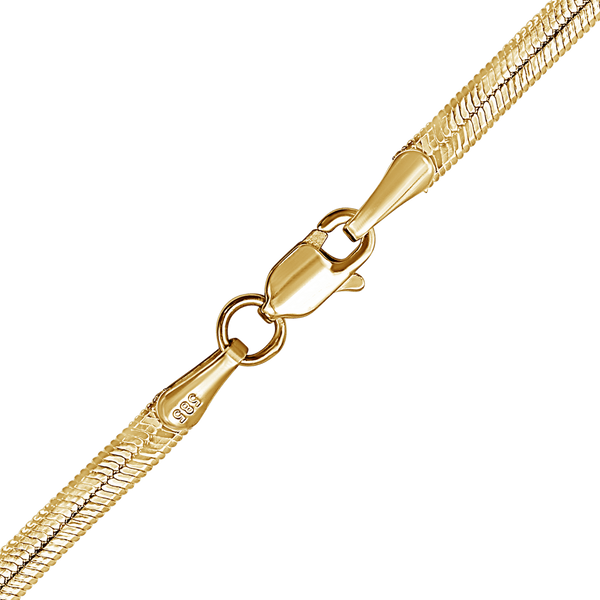 Flexible Hudson Herringbone Chain Necklace in Sterling Silver 18K Yellow Gold Finish