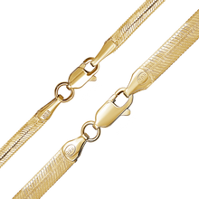 Load image into Gallery viewer, Flexible Hudson Herringbone Chain Necklace in Sterling Silver 18K Yellow Gold Finish
