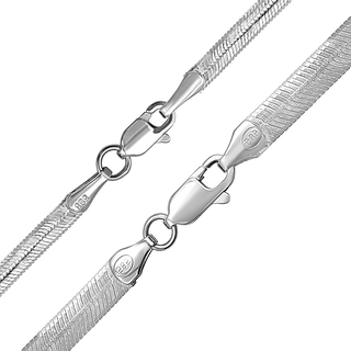 Flexible Hudson Herringbone Chain Anklet in Sterling Silver