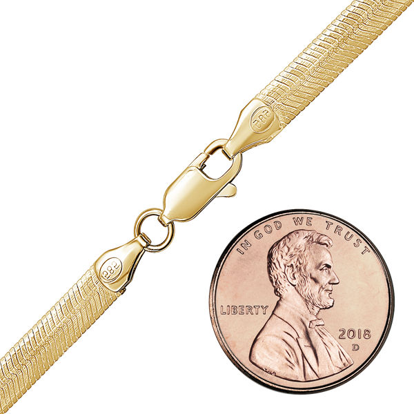 Flexible Hudson Herringbone Chain Necklace in Sterling Silver 18K Yellow Gold Finish