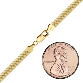 Finished Oval Herringbone Necklace in 14K Gold-Filled