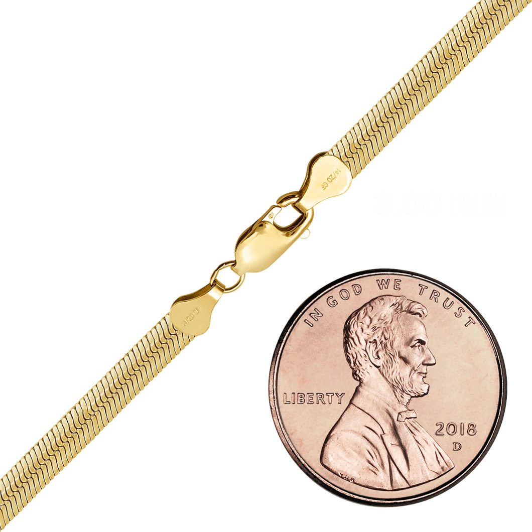 Finished Oval Herringbone Necklace in 14K Gold-Filled