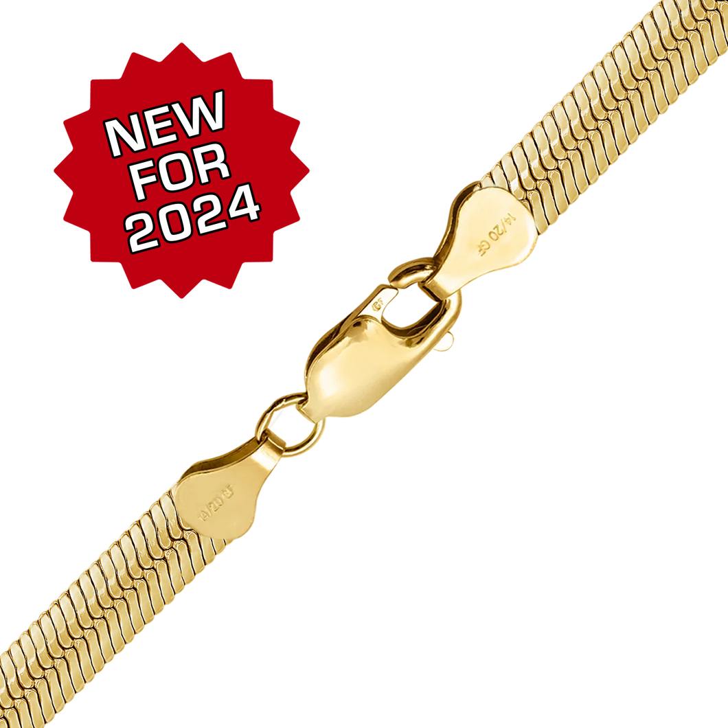Finished Oval Herringbone Bracelet in 14K Gold-Filled