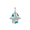 ITI NYC Hamsa Pendant with Evil Eye with Blue Enamel in Sterling Silver