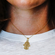 Load image into Gallery viewer, ITI NYC Hamsa Filigree Pendant in 14K Gold
