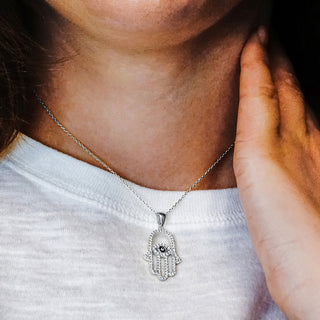 ITI NYC Hamsa Pendant with Evil Eye in Sterling Silver
