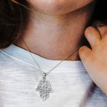 Load image into Gallery viewer, ITI NYC Hamsa Filigree Pendant in Sterling Silver
