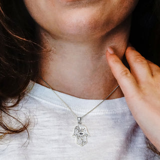 ITI NYC Hamsa Pendant with Evil Eye in Sterling Silver